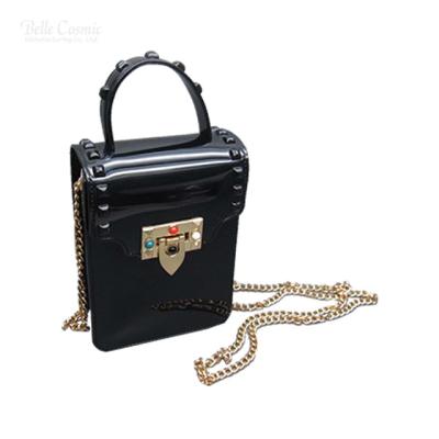 China Wholesales Popular Unique Lady's PVC Cross - Body Crossbody Handle Metal Strap Chain Handbag For Women for sale