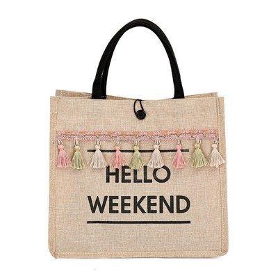 China Lady's New Summer Fresh All-match Large-Capacity Canvas Tassel Tote Handbag for sale