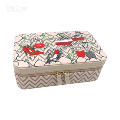 China Lady Custom PU Vantity Printing Hard Zipper Cosmetic Case Makeup Box For Travel for sale