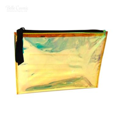 China Normcore / Retro PVC Minimalist Rainbow See Transparent Portable Waterproof Cosmetic Case for sale