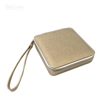 China Normcore / Minimalist Designer Minimalist Gold PU Slim Hard Cosmetic Case for sale