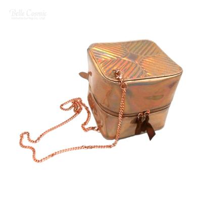 China Lady Wholesale PVC Gold Makeup Lady Bags Zipper Cross - Body Bag Metal Chain PVC Handbag for sale