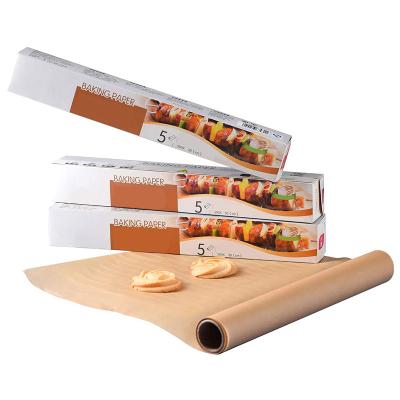 China Amazon Source Disposable Brown Thickened 394*11.8 Inch Silicone Coated Baking Parchment Paper For Oven Baking for sale