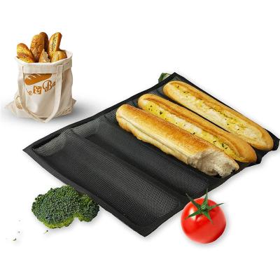 China 100% Viable Food Grade 17*13cm Black Non-Stick Silicone Baguette Molds For Oven Baking Mold for sale