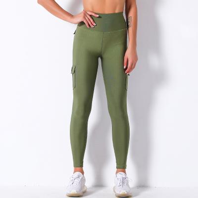 China Hot Selling Antibacterial Yoga Running Leggings Workout High Waist Yoga Pants With Pockets For Women With Custom Logo for sale