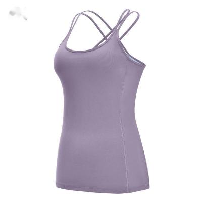 China QUICK DRY women long sports fitness breathable tank tops beauty cotton cross back sports vest fashion for sale