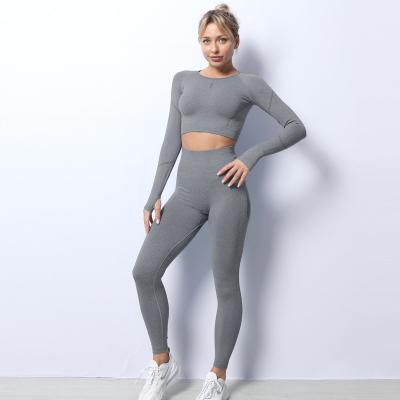 China Wholesale Seamless Breathable Knit Yoga Suit 2 Pieces Yoga Set Sports Jacket Naked Yoga Sets for sale