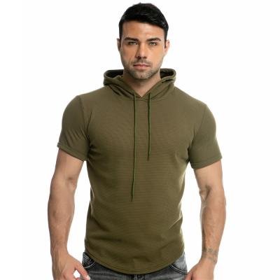 China QUICK DRY Men's Half Sleeve T-shirt Spring Hooded Short T-Shirt Summer Leisure Sports for sale