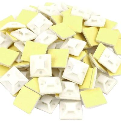 China Eco - Friendly White Nylon Self - Adhesive Tie Mounts With Screw - Hole Anchor Point Cable Tie Mount for sale