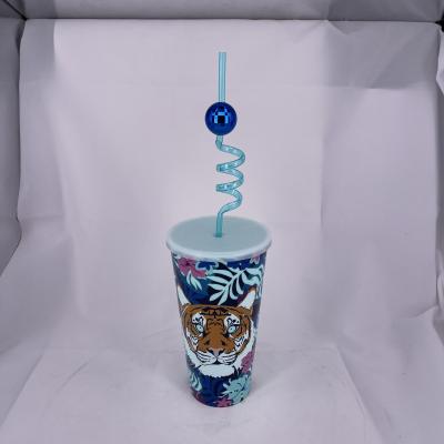 China Sustainable Custom Logo Promotion Cup 32oz Plastic Reusable Cup With Lid And Straw for sale