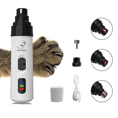 China Viable Rechargeable Dog Nail Grinder Upgraded Professional Dog Nail Trimmers LED USB Rechargeable Pet Nail Crusher for sale