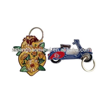 China 3D Woven Luggage Embroidery Keychain Key Tag Full Embroidery Embroidered Key Tag Holder for sale