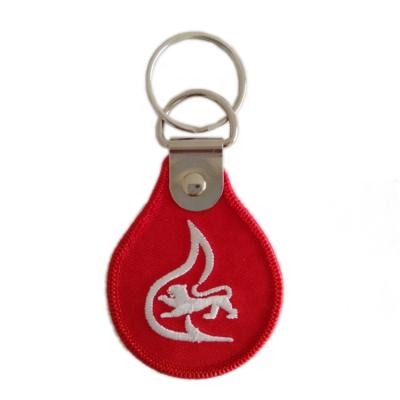 China 3D embroidery key chain brand embroidery patch fabric good quality souvenir woven key tag for sale