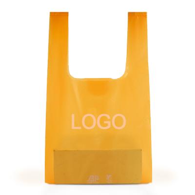 China BIODEGRADABLE Customize Logo Printed Biodegradable Shopping Bag , Plastic T Shirt Shopping Bags for sale