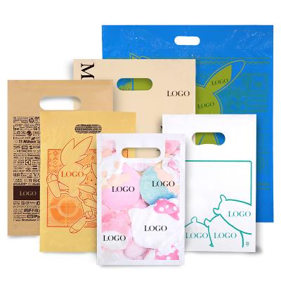 China Multi Colored Recyclable Die Cut Poly Bags Pattern Eco Friendly Custom Recyclable Gift Bags For Shopping for sale