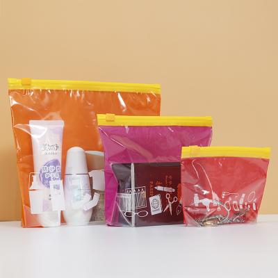 China Recyclable Eco Friendly Custom Printed Good Sealing Back Up Plastic Packaging Cosmetic Slider Bag for sale