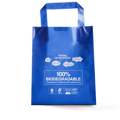 China Puncture proof / eco-friendly tearproof /strong force sealing custom printed soft loop handle carry clothes packaging biodegradable shopping bag for sale