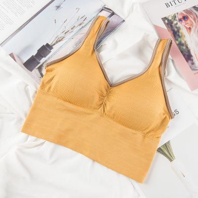 China Seamless latex yoga tops bras skin color women female lift up sport vest nylon spandex bra simple ropa girl inner teen bralette for sale