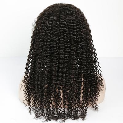 China Glueless Curly Wig Natural Color 130% Density Lace Part Human Hair Medium Wigs for sale