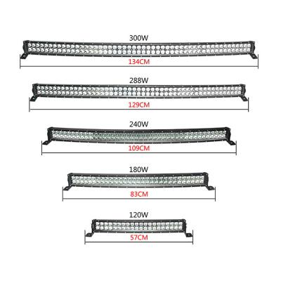 China Die Cast Aluminum Housing 52 Inch 288W 300W 4x4 Led Car Light Curved Led Light Bar Off Road Arch Leaning Auto Led Drive Work Light Bar for sale