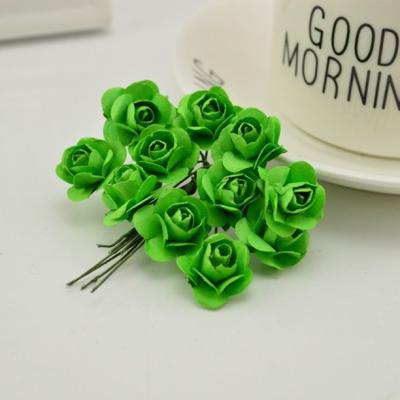 China Small Recyclable Handmade Decorative Artificial Rose Paper Flower Wedding Candy Flower for sale