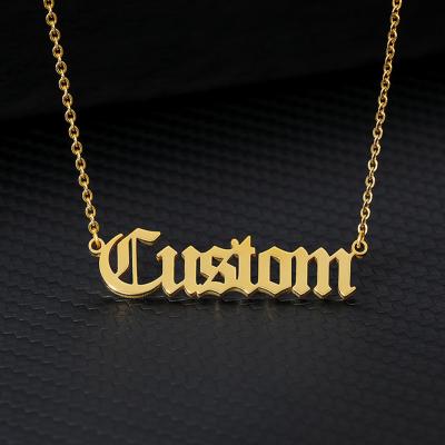 China Hiphop Custom Names 18K Gold Vacuum Plated Stainless Steel Necklace Personalized Letter Necklace For Women Custom Names Necklace for sale