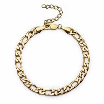 China Trendy Foot Chain Anklet Jewelry 18K Gold Plated Stainless Steel Cuban Chain Anklet for sale