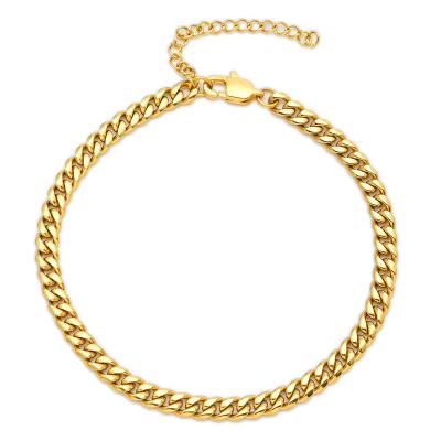 China CLASSIC Anklet Chain Stainless Steel Foot Jewelry Gold Plated Cuban Link Anklet For Women for sale