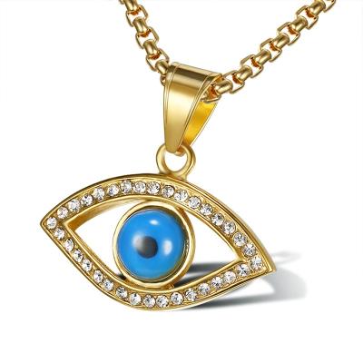 China FASHIONABLE high quality turkish kolye 18K gold plated tasty charm zircon blue eyes necklace pendant for sale