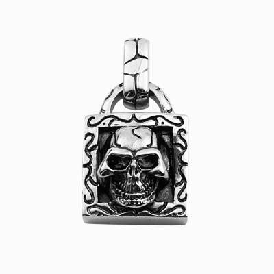 China New Eco-friendly Fashionable Casting Skull Lock Street Dance Mens And Womens Necklace Titanium Steel Pendant for sale