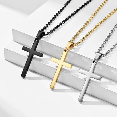 China Wholesale Fashion Stainless Steel 18k Gold Silver Color Simple Cross Pendant Eco-friendly For Necklace Jewelry Making for sale