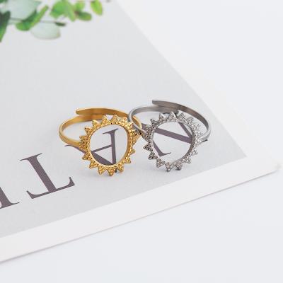 China 2021 Trendy fashion stailess steel jewelry hollow flower band rings 14k gold Sun flower shaped rings for girl for sale