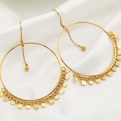 China Hoop Earrings 14K Gold Color Casual/Sporty Individual Hoop Stainless Steel Piercing Earrings for sale