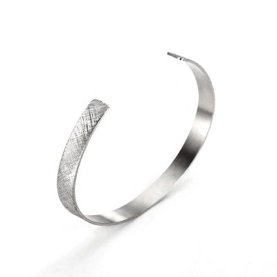 China Fashion Jewelry Supplier Women Stainless Steel Bangle Silver Adjustable Bangle C Shape Open Cuff Bangle for sale