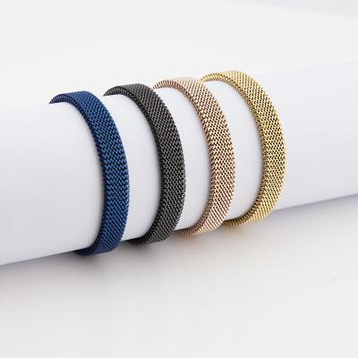 China CLASSIC Hot Selling Colorful Elastic Mesh Bracelet Amazon Stainless Steel Mesh Bracelet Spring Wrist Band Stretch Gifts for sale