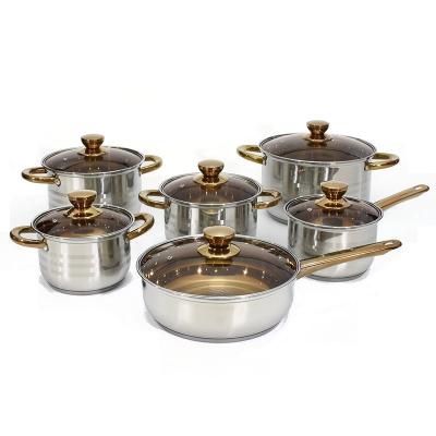 China Cheap viable 6 piece wooden price stainless steel cookware sets handle non stick soup pot cooking pot cookware set for sale