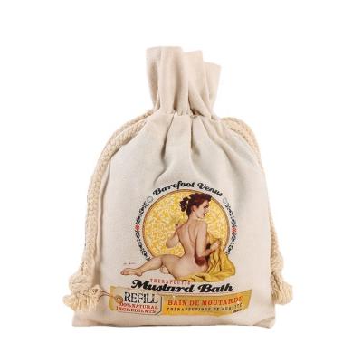 China Recyclable High Quality Organic Cotton Muslin Canvas Drawstring Bag With Custom Logo for sale