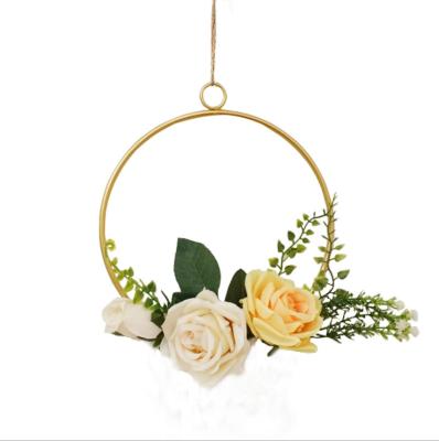 China Home Floral Circle Garland Wedding Nursery Wall Decor Circle Garland Artificial Flower Wall Hanging for sale