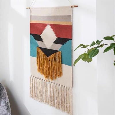 China Boho Geometric Tapestry Wall Hanging Twill Pattern Nursery Wall Decor Tassels Home Tapestry for sale