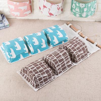 China Viable can wash 3 pocket wall decoration hanging bags, cotton and canvas household storage bags for sale