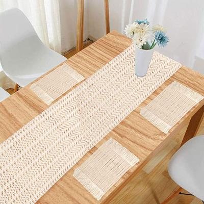 China Decorative Sustainable Place Mat, Reusable Natural Bamboo Woven Macrame Wedding Place Mat for sale