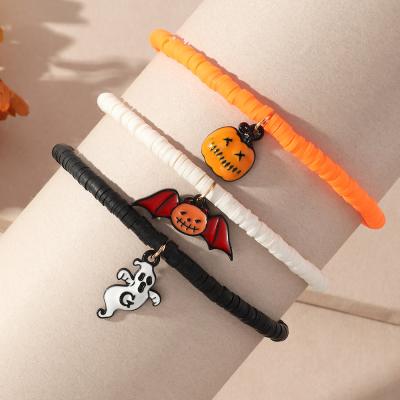 China Personality Border Fun High-grade Jewelry Pottery Halloween Bangle Soft Alloy Drip Bat Ghost Bracelet for sale