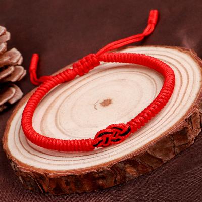 China Chinese Tibetan Buddhist Love Lucky Charm Chinese Hand Knot Red Rope Bracelet Adjustable Trendy Products for sale