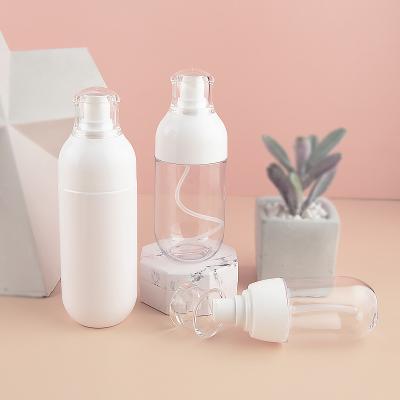 China Skin Care Cosmetic Bottle Transparent White Baby Shop Packaging For Lotion Spray PETG Cosmetic Bottle for sale