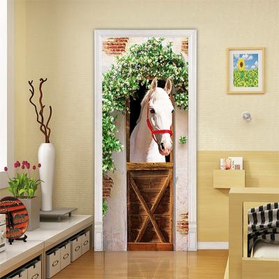 China Decorative Sticker In Stock 95X215CM DIY 3D Door Sticker Western Removable Waterproof Wall Sticker for sale