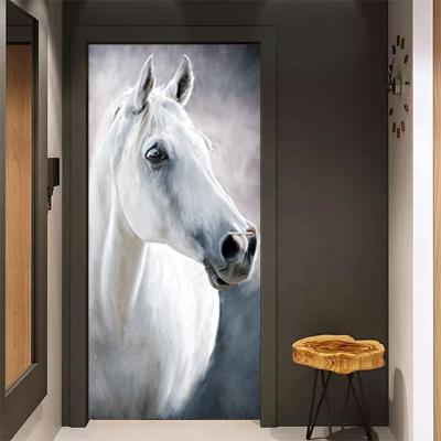 China Decorative Sticker In Stock 90X200CM DIY 3D Door Sticker Western Removable Waterproof Wall Sticker for sale