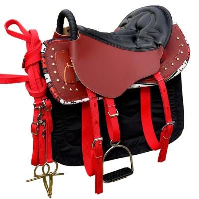 China Western Saddle Stock Equestrian Horse Saddle Set Whip Premium Leather Western Saddles Kit For Horses for sale