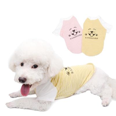 China 2021 new stocked style of Spring.Summer.Autumn design. Casual Dog Vest Stripe Short Sleeve Costume for sale