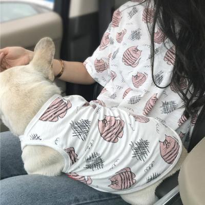 China 2021 Summer New Style Matching Outfit Pet Viable Parent-child Garment, Family Look, Parenting Clothes, With Cat Dress for sale