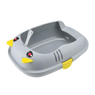 China Half Cover Viable Cat Litter Box for sale